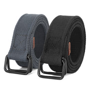 2pcs Men's Belt Kids Canvas Web Belt Football Belt with Double D-ring Buckle