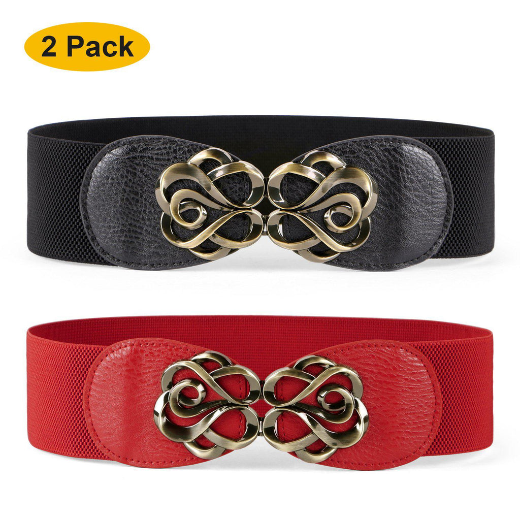 Women Stretchy Belt for Dresses Vintage Elastic Wide Waist Cinch Belt by JASGOOD 