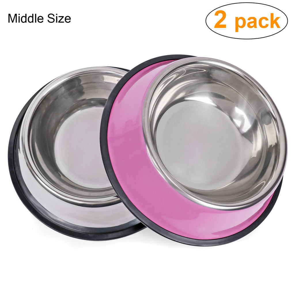 Stainless Steel Dog Bowl for Small/Medium/Large Dog,Cat,Pet-Food/Water Bowls with Rubber Base Reduce Spill Set of 2 - JASGOOD OFFICIAL