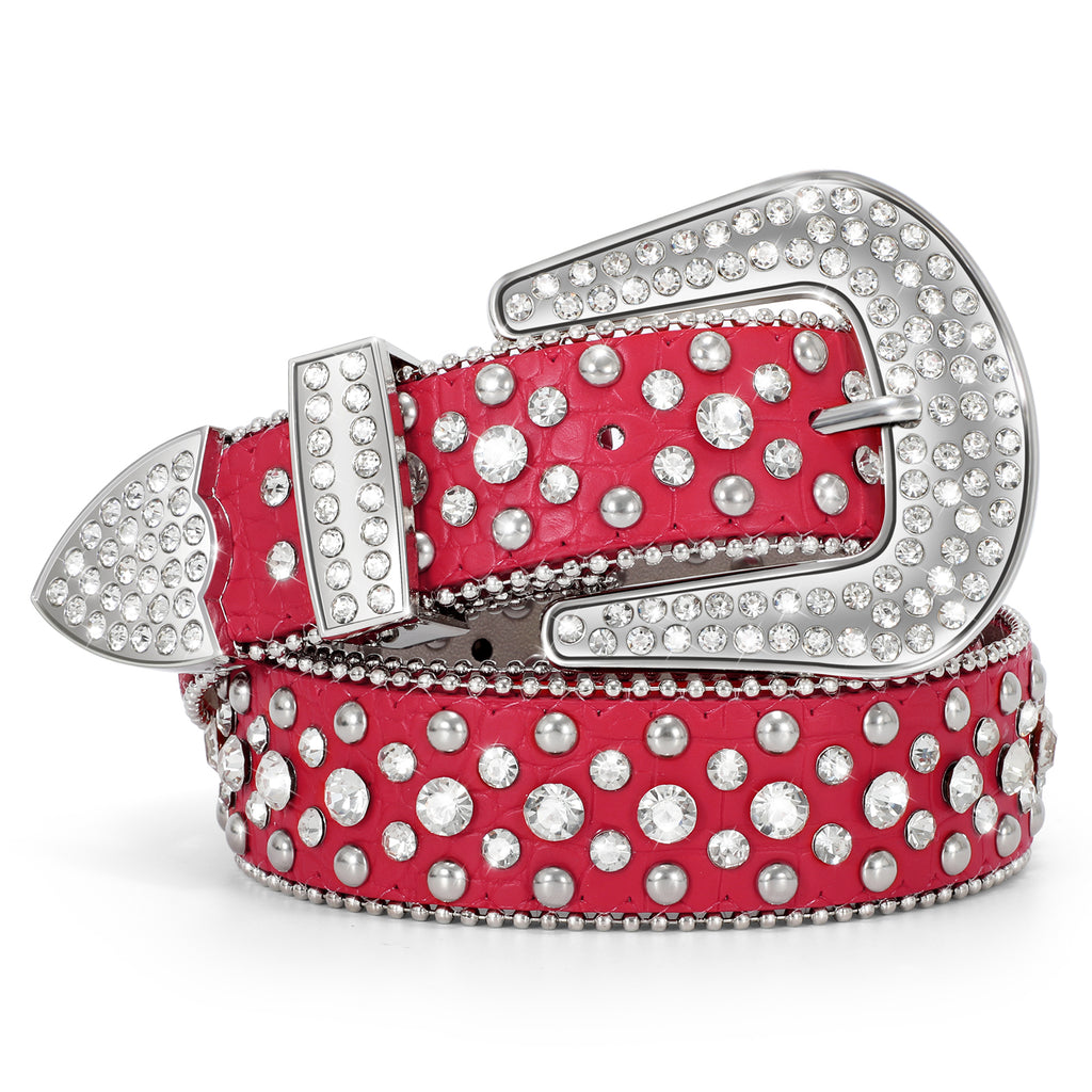 Women Mens  Popular Luxury Crystal Diamond Studded Rhinestone Western Sparkle Designer Leather Belt