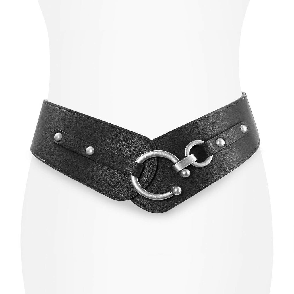 Women's Fashion Vintage Wide Elastic Stretch Waist Belt With Interlock Buckle by JASGOOD 