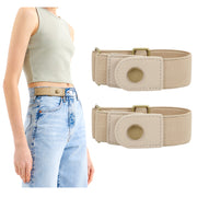 Men Women 2 Pack Elastic Invisible Belts No Buckle Stretch Belt for Jeans