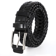 Men’s Leather Braided Belt Cowhide Leather Woven Belt for Jeans