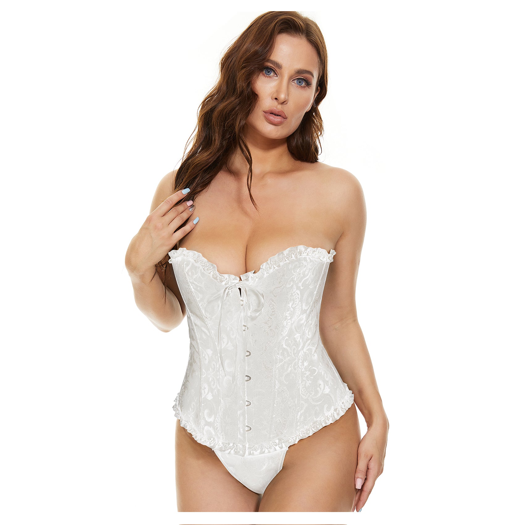 JASGOOD Women Lace-up Bustier Corset Top Sexy Overbust Body Shapewear Waist Cincher Corset - JASGOOD OFFICIAL