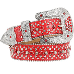 Fashion Rhinestone Shiny Crystal Studded Leather Belts Men Women