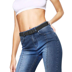 No Show Stretch Belt for Women Elastic Belt with Flat Buckle for Jeans Pants 