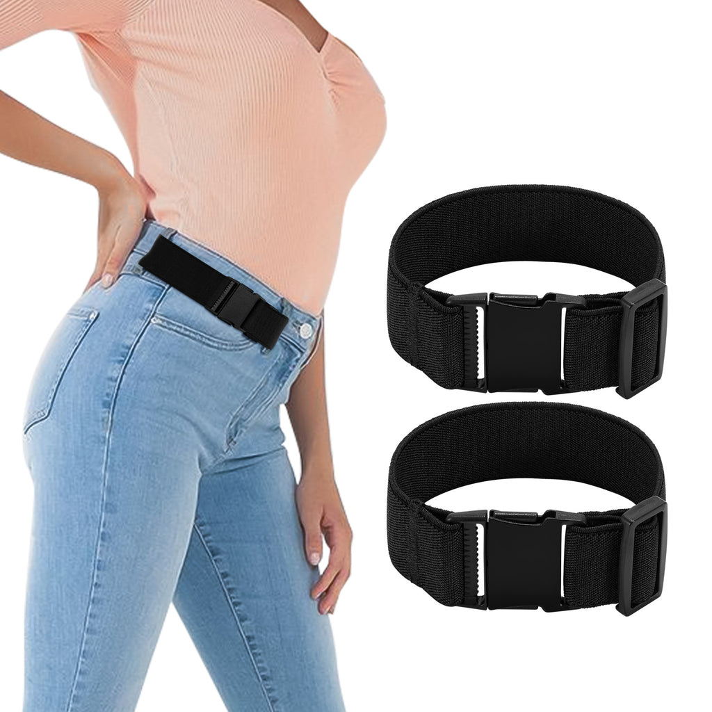 No Buckle Stretch Belt for Women/Men—2 Pack Elastic Invisible Belts for Jeans