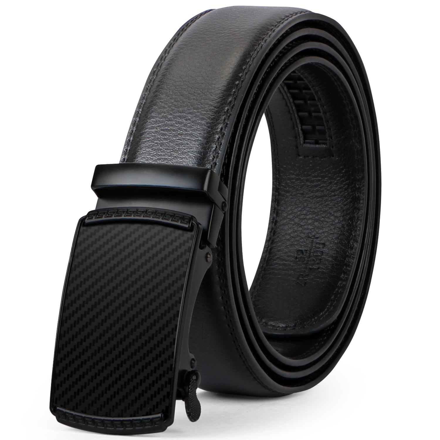 Men's Leather Ratchet Dress Belt with Automatic Buckle in Gift Box by JASGOOD
