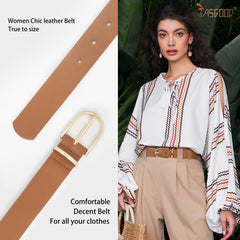 Leather Belts for Women, JASGOOD Leather Womens Belts with Gold Buckle, Black Belt - JASGOOD OFFICIAL