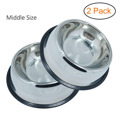 Whippy Stainless Steel Dog Bowl For Small/Medium/Large Pets (set of 2 