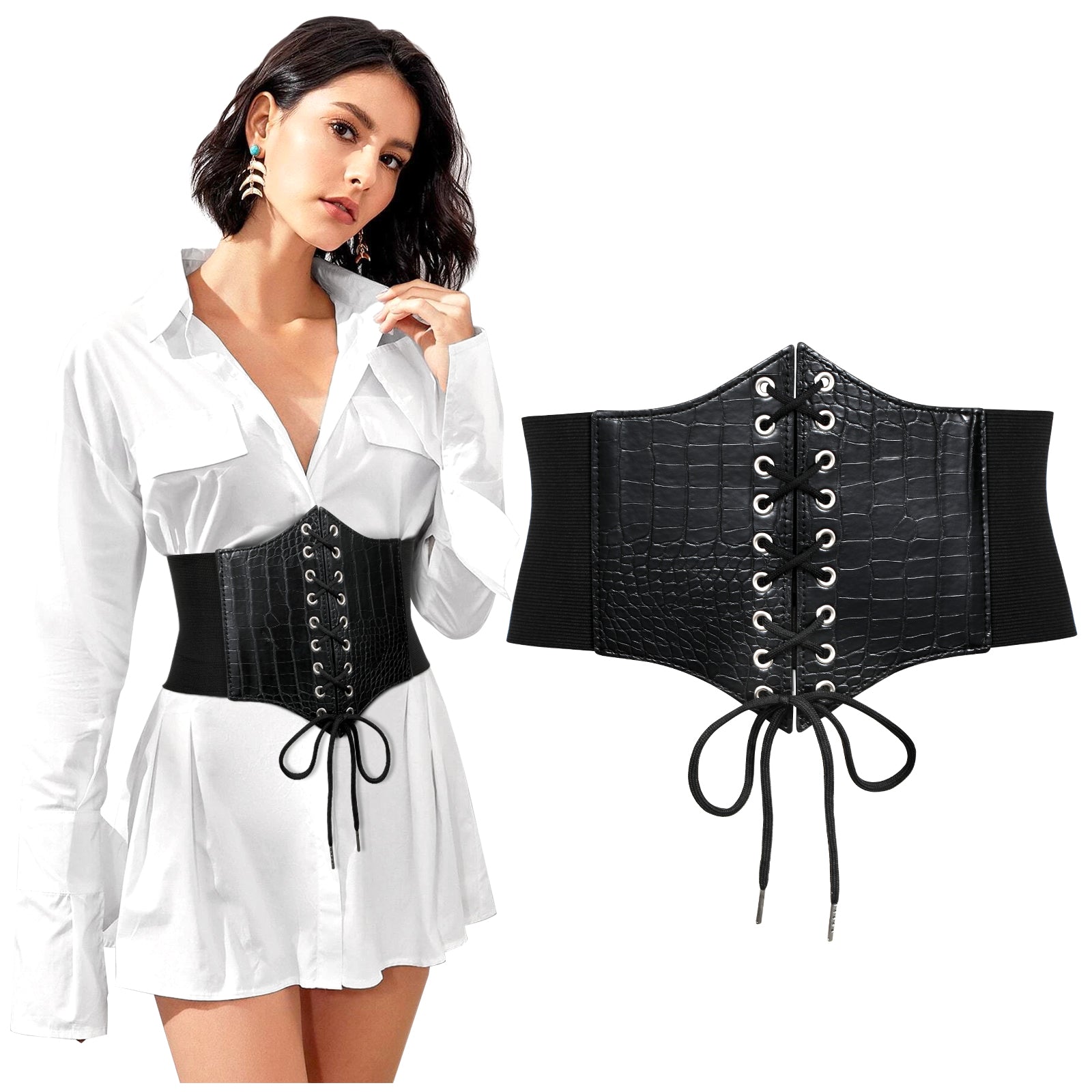 Halloween Women’s Elastic Costume Waist Belt Lace-up Tied Waspie Corset Belts for Women by JASGOOD - JASGOOD OFFICIAL