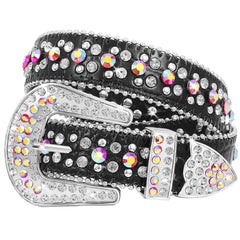 Kids Fashion Rhinestone Shiny Crystal Studded Leather Belts