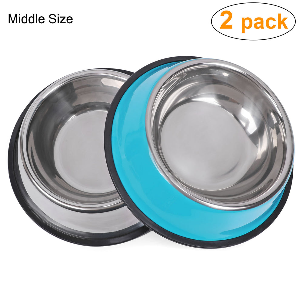 Stainless Steel Dog Bowl for Small/Medium/Large Dog,Cat,Pet-Food/Water Bowls with Rubber Base Reduce Spill Set of 2 - JASGOOD OFFICIAL