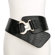 Women's Wide Elastic Stretch Adjustable Waist Belt Fashion Snake Pattern by JASGOOD 