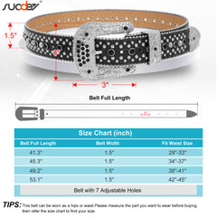 Fashion Rhinestone Shiny Crystal Studded Leather Belts Men Women