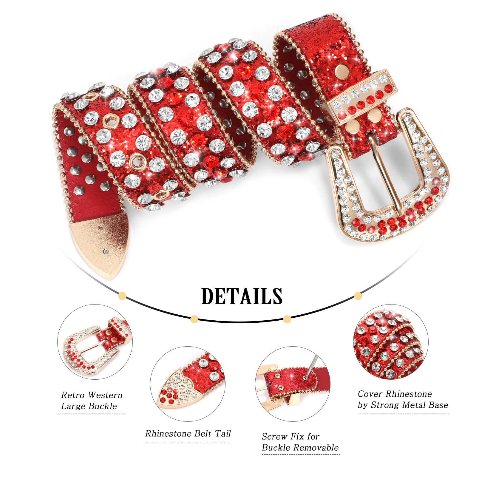 Shiny Crystal Rhinestone inlaid Women Men Unisex Belt Diamond Studded Western Cowboy Designer Belt - JASGOOD OFFICIAL