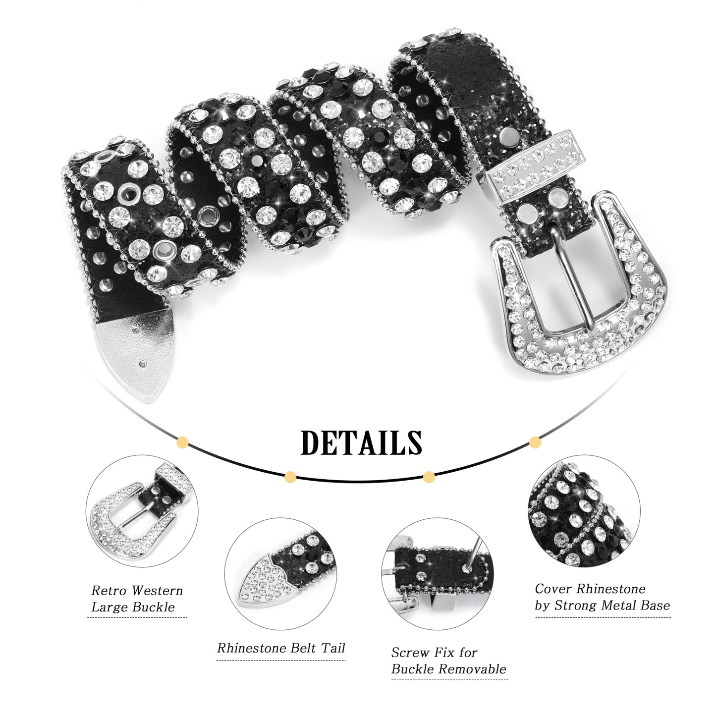 Kids Fashion Rhinestone Shiny Crystal Studded Leather Belts