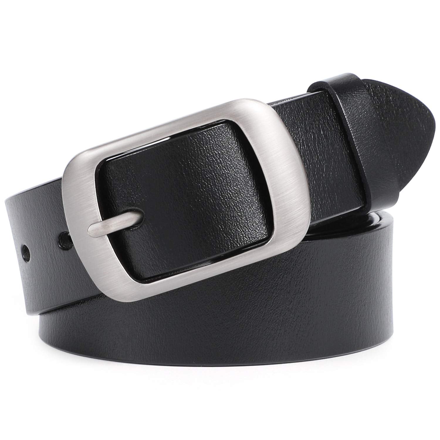 Women Leather Belts for Jeans Pants Fashion Dress Belt for Women with Solid Pin Buckle - JASGOOD OFFICIAL