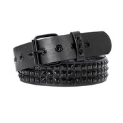 Punk Rivet Studded Belt Goth Row Pyramid Square Bead PU Leather Vintage Punk Rock Grommet Belt for Jeans Pants