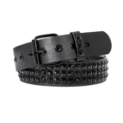 Punk Rivet Studded Belt Goth Row Pyramid Square Bead PU Leather Vintage Punk Rock Grommet Belt for Jeans Pants