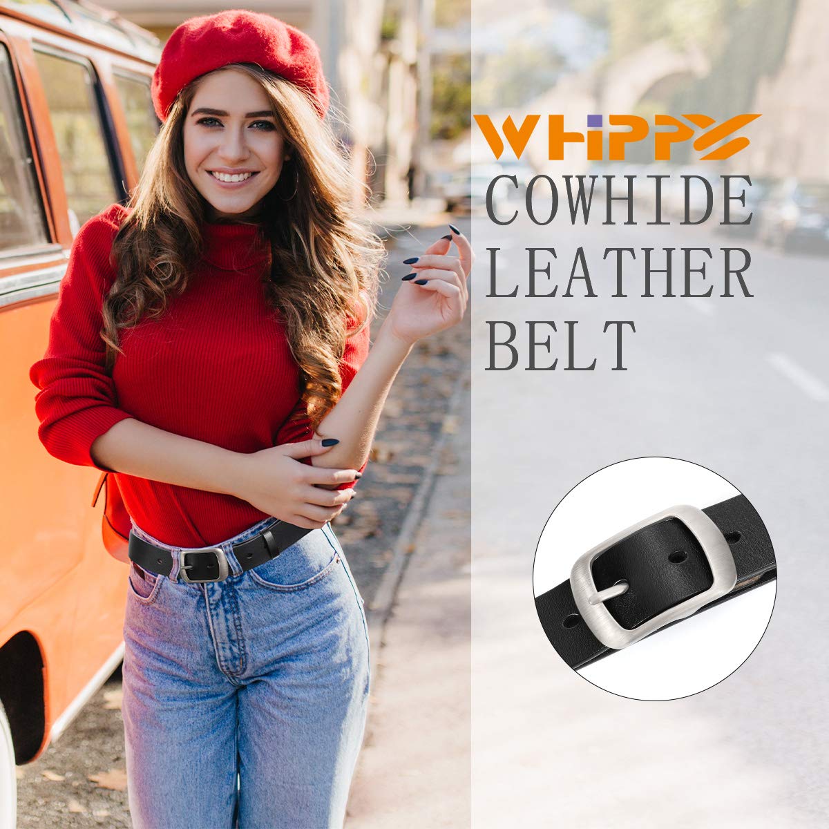 Women Leather Belts for Jeans Pants Fashion Dress Belt for Women with Solid Pin Buckle - JASGOOD OFFICIAL