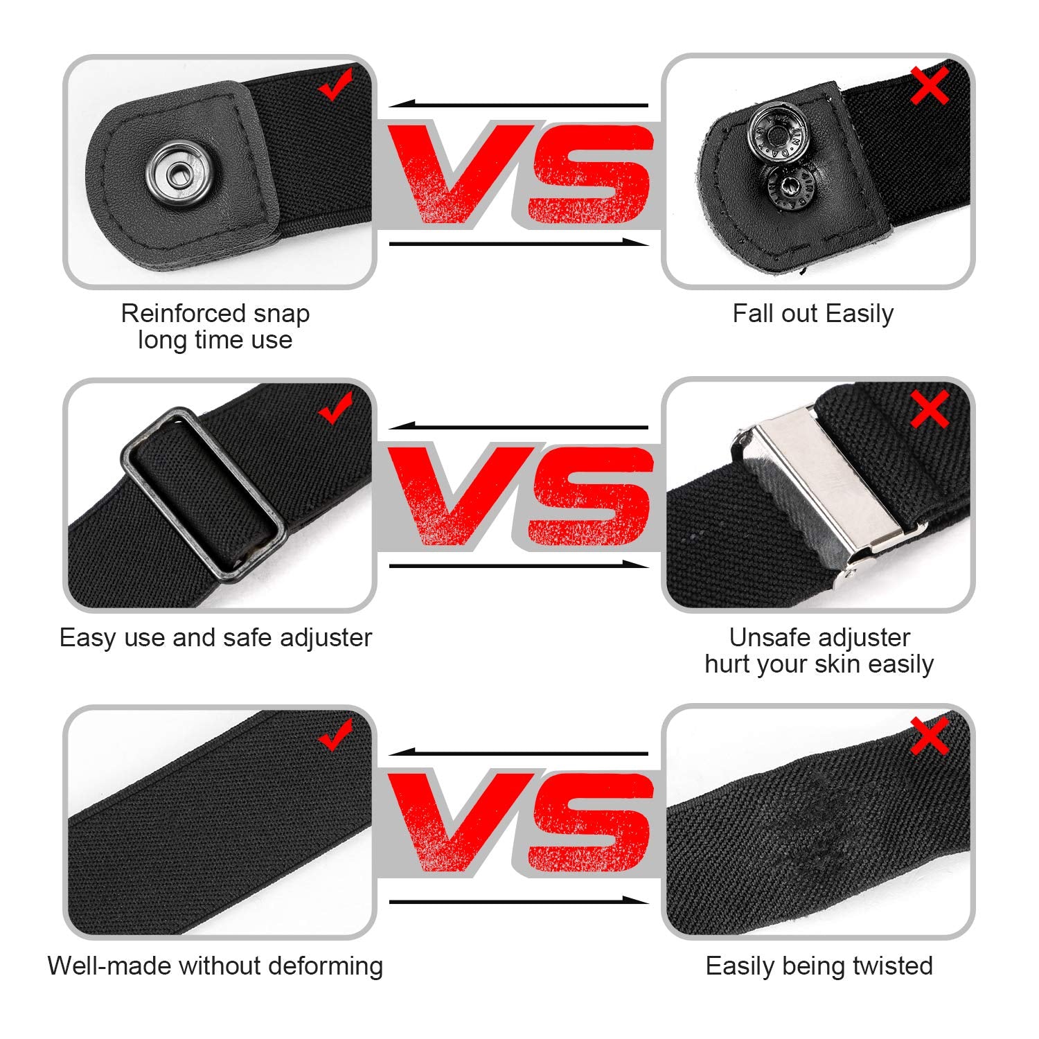 No Buckle Stretch No Show Belt for Men 1.38 inches Wide, Buckless Invisible Elastic Belt for Jeans Pants - JASGOOD OFFICIAL
