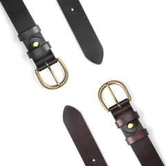 Women Leather Belt for Pants Dress Jeans Waist Belt with Brushed Alloy Buckle