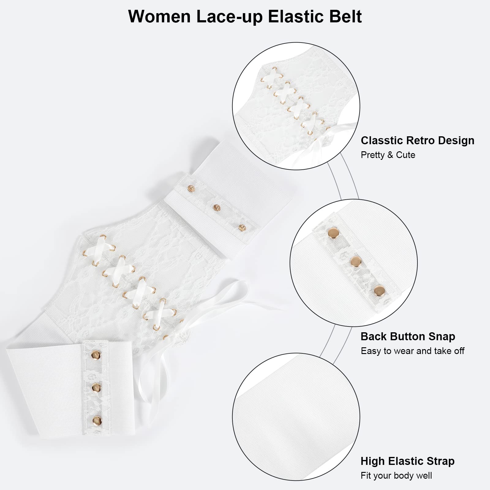 Women Lace-up Corset Waist Belt Transparent PVC Lace Crochet  Elastic Wide Belt for Dress - JASGOOD OFFICIAL