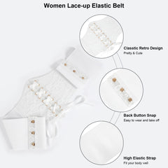 Women Lace-up Corset Waist Belt Transparent PVC Lace Crochet  Elastic Wide Belt for Dress