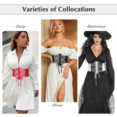 Women Lace-up Corset Waist Belt Transparent PVC Lace Crochet  Elastic Wide Belt for Dress