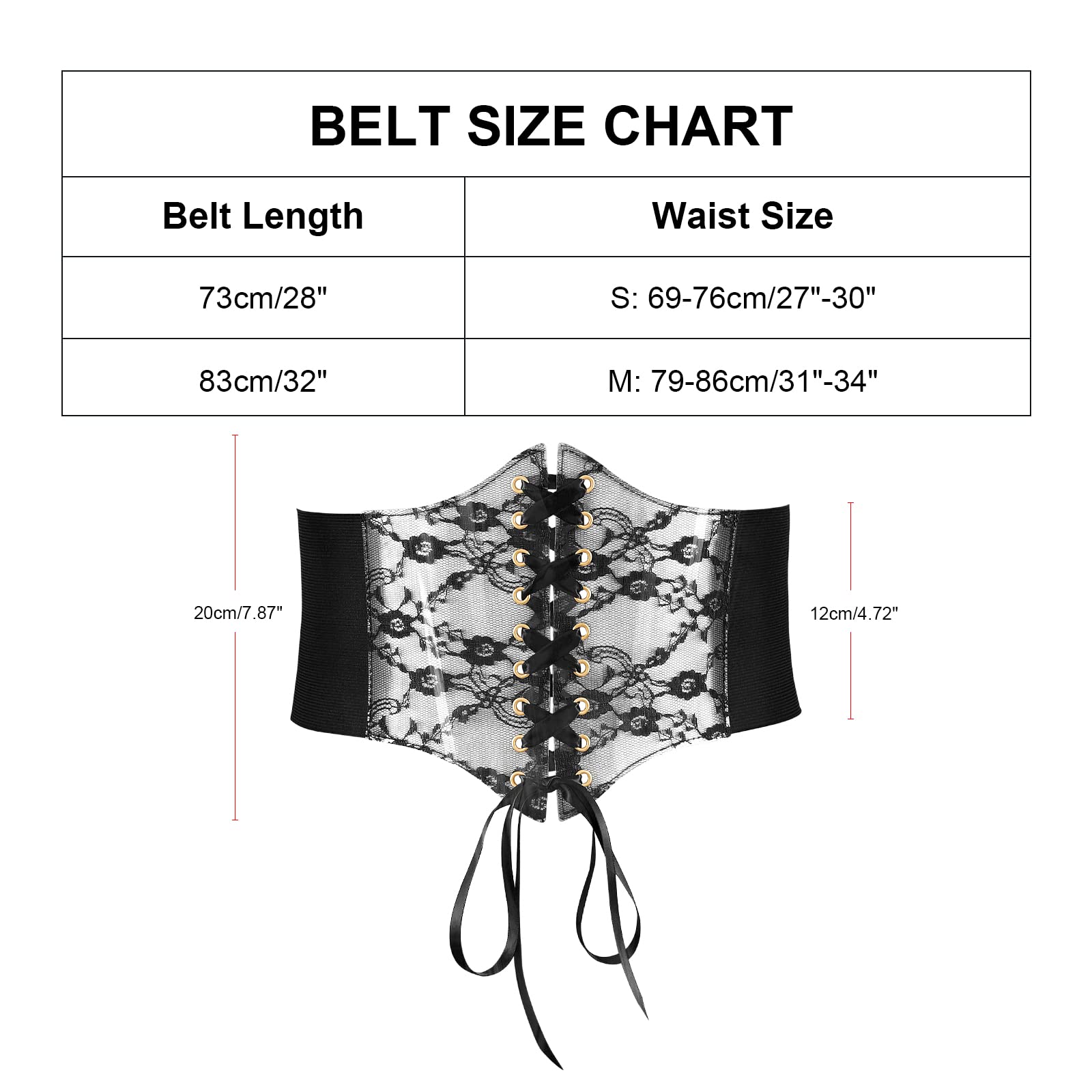 Women Lace-up Corset Waist Belt Transparent PVC Lace Crochet  Elastic Wide Belt for Dress - JASGOOD OFFICIAL