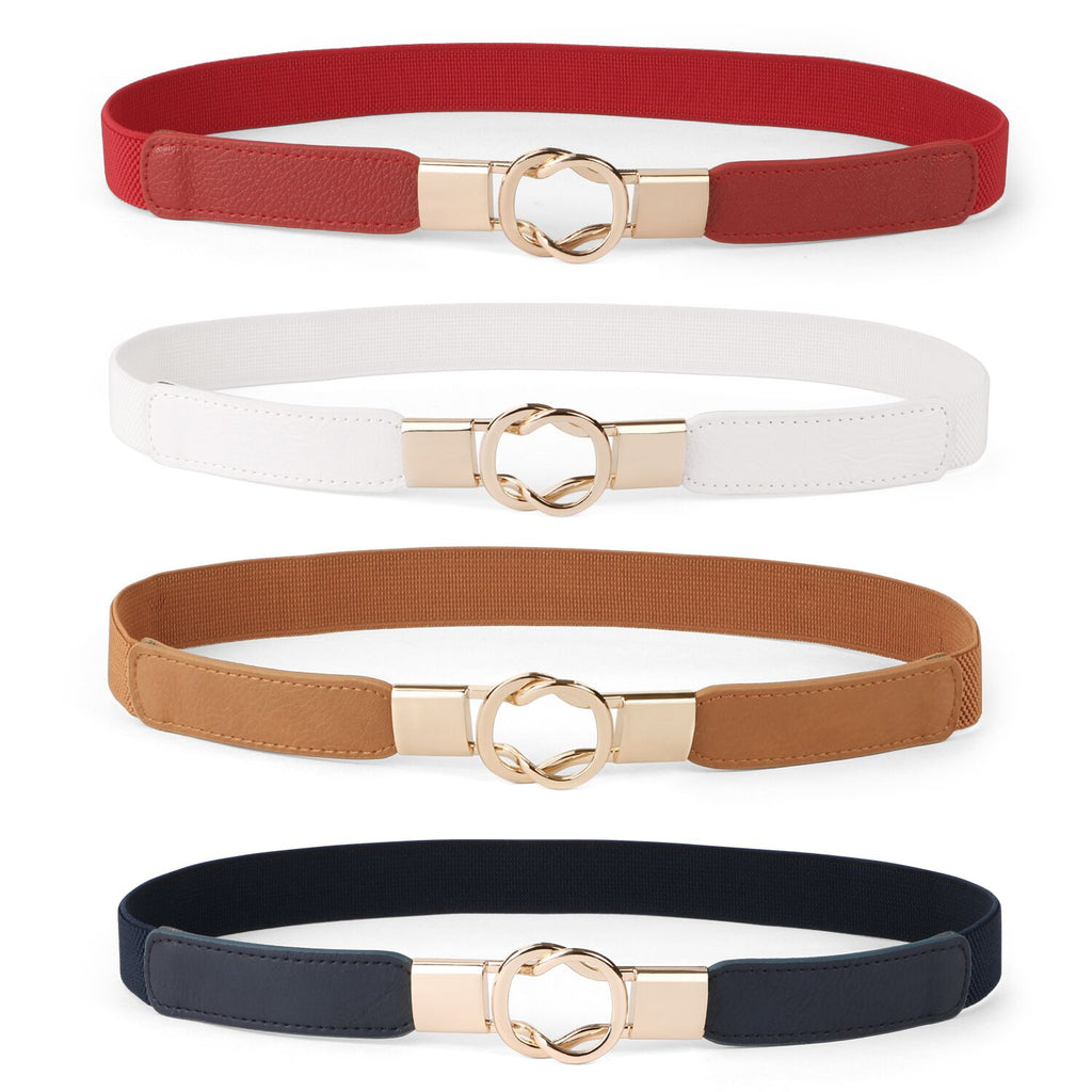 Women Skinny Belt for Dresses Retro Stretch Ladies Waist Belt Plus Size Set of 4 