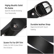 Women Leather Belt for Jeans Pants Dresses Black Ladies Waist Belt With Pin Buckle 