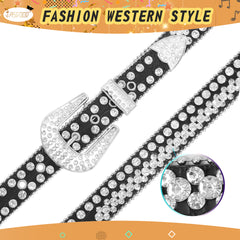 Rhinestone Belt for Men Women Western Cowboy Cowgirl Bling Studded Leather Belt for Jeans Pants