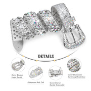 Kids Fashion Rhinestone Shiny Crystal Studded Leather Belts