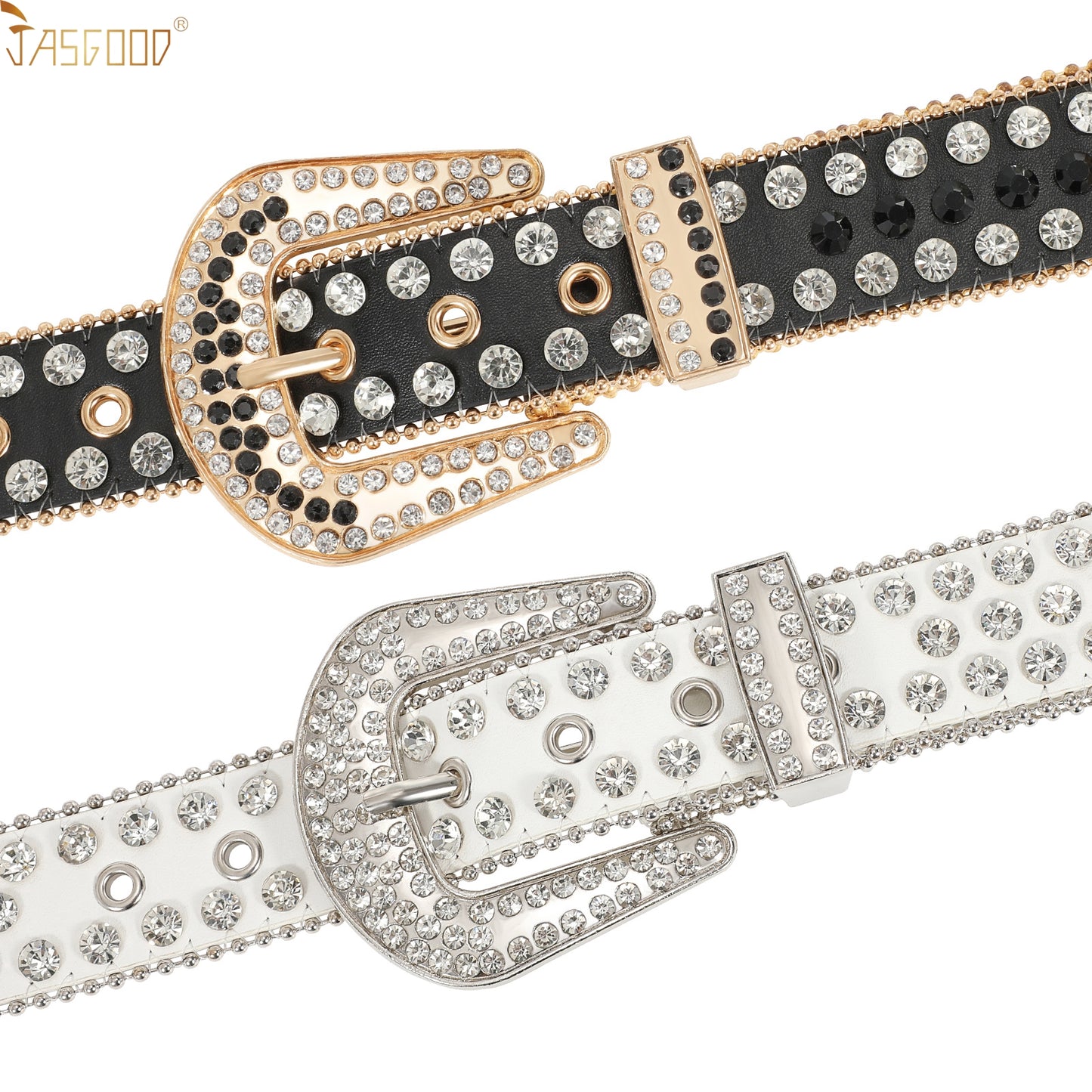 Halloween Rhinestone Belt for Women  Western Cowgirl Bling Studded Leather Belt for Jeans Pants - JASGOOD OFFICIAL