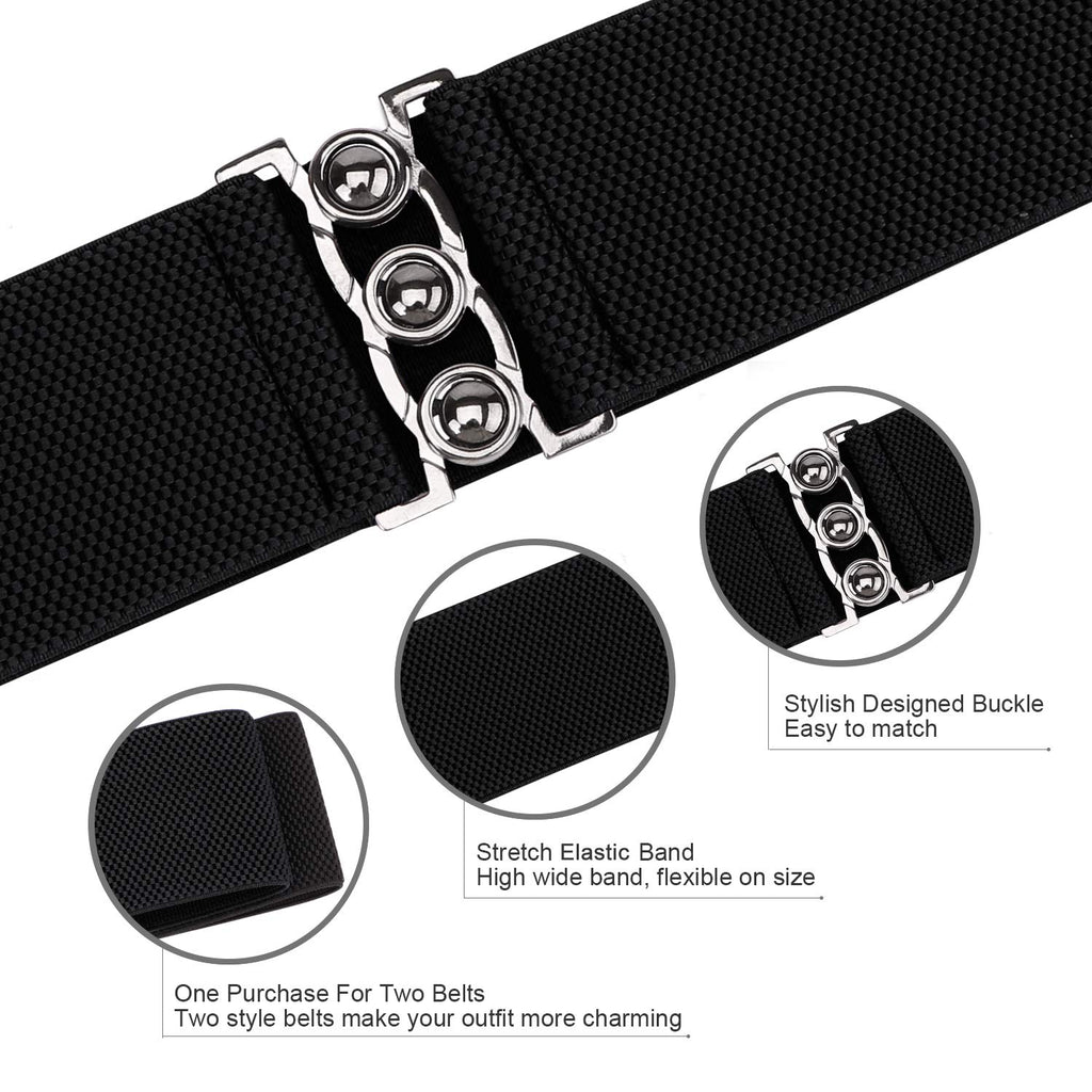 JASGOOD Vintage Wide Elastic Waist Belt Waistband Dress Stretchy Cinch Belt For Women 1.8 Inch Wide 