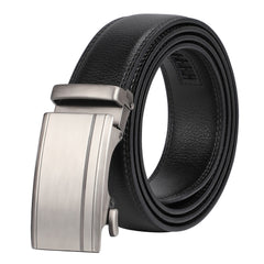 Men's Ratchet Leather Belt for Dress, Sliding Automatic Buckle Belt Fit Waist up to 50 Inch 