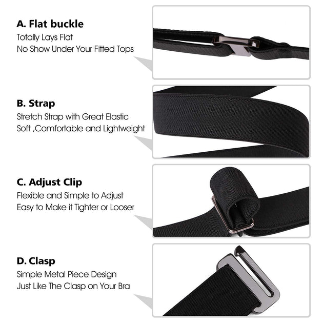 Jeans belt womens Stretch invisible web beltJasgood JASGOOD OFFICIAL