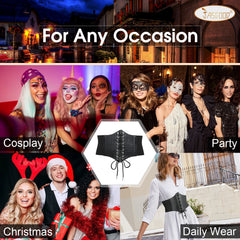 Halloween Women’s Elastic Costume Waist Belt Lace-up Tied Waspie Corset Belts for Women by JASGOOD