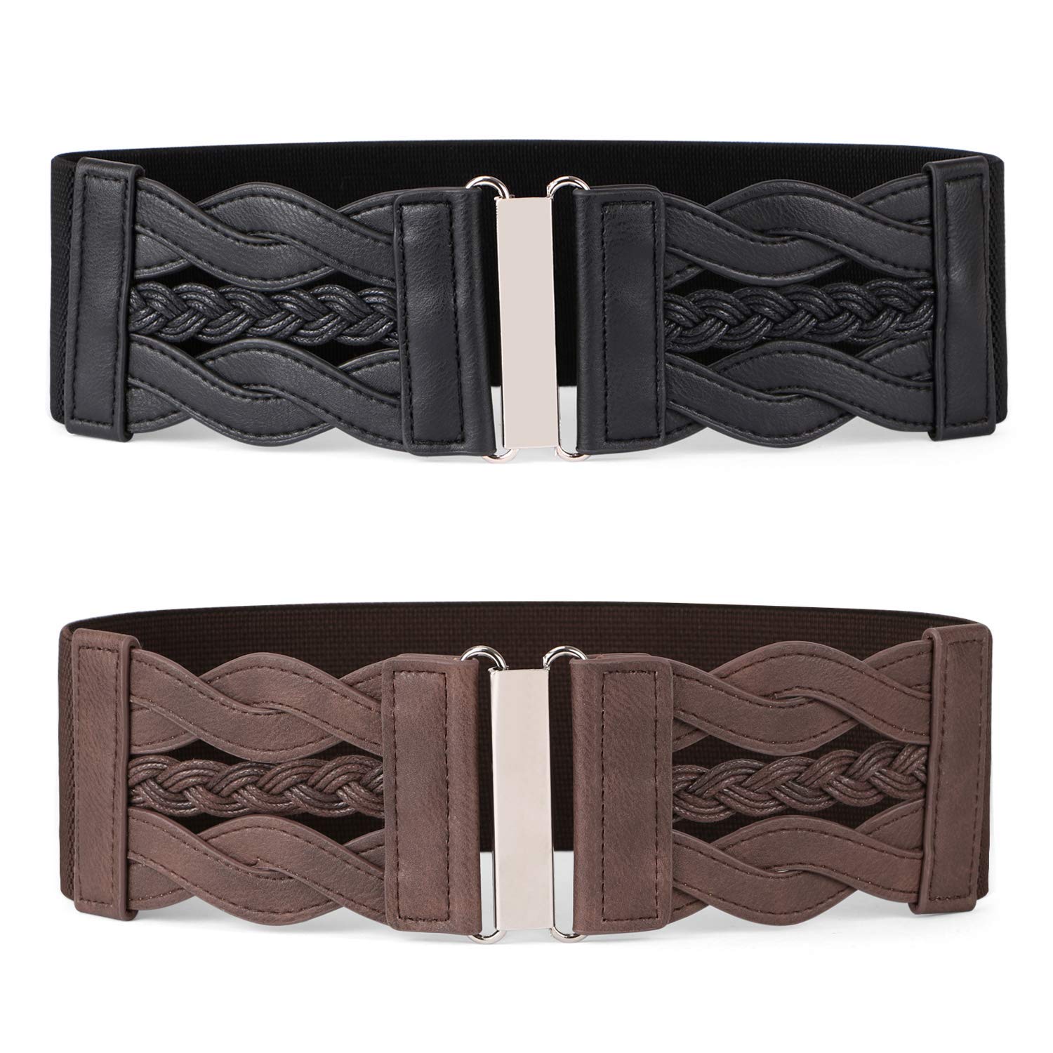 Women Stretchy Vintage Dress Belt Elastic Retro Wide Waist Cinch Belt by JASGOOD