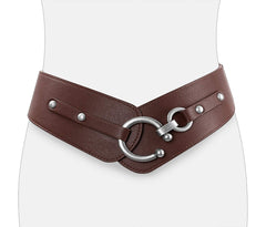 Women's Fashion Vintage Wide Elastic Stretch Waist Belt With Interlock Buckle by JASGOOD 