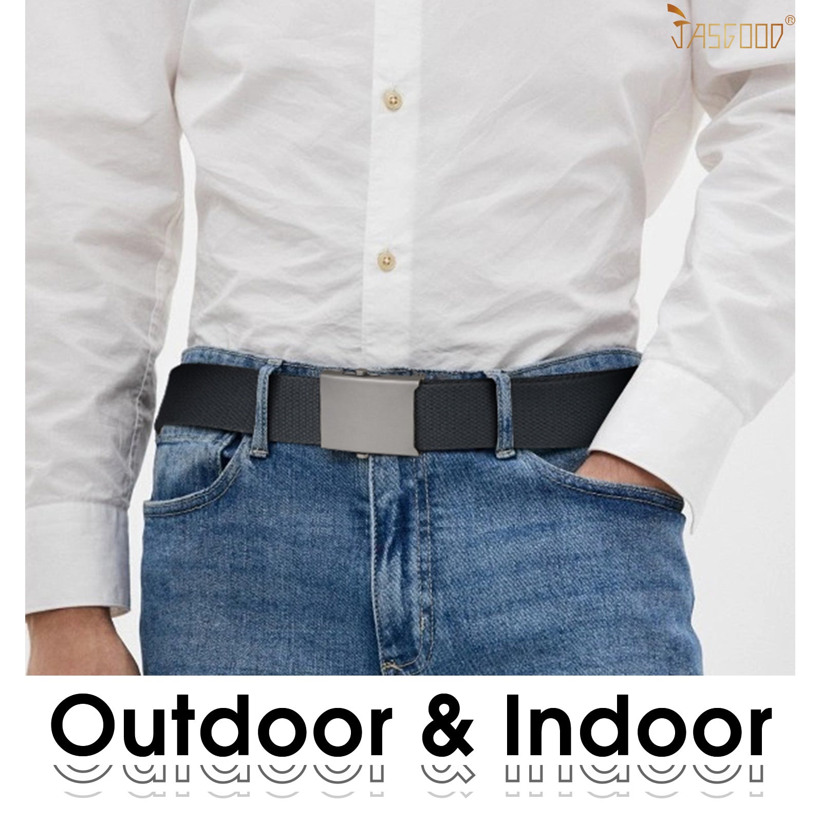 2PCS Men's Outdoor Plastic Belt with Removable Buckle Hiking Belt - JASGOOD OFFICIAL