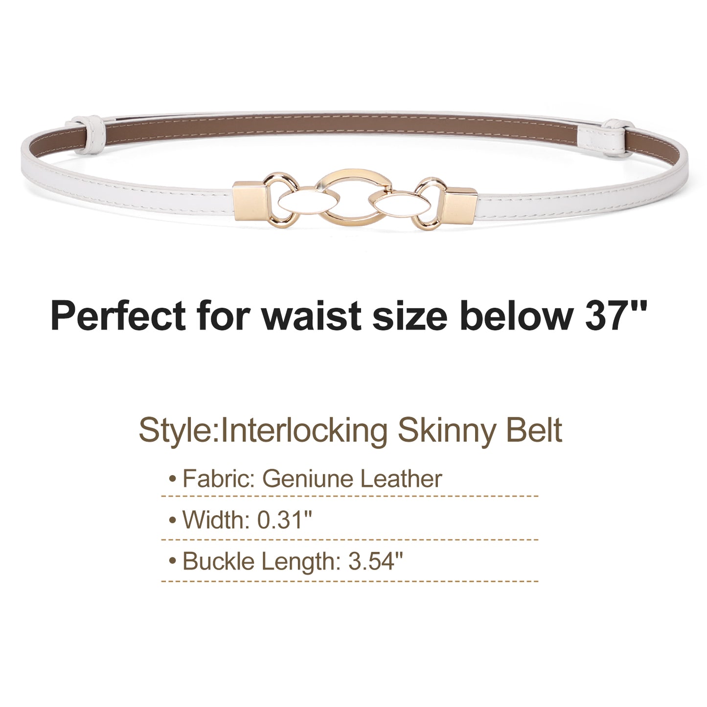 JASGOOD Women Skinny Leather Belt Adjustable Thin Waist Belt with Metal Buckle for Dress 