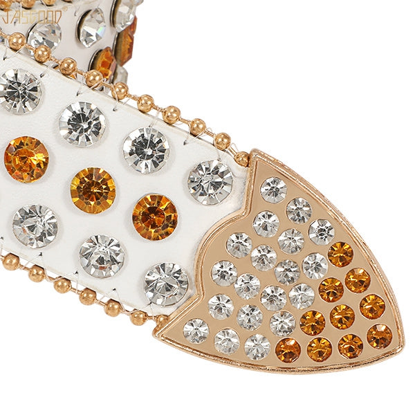 Halloween Rhinestone Belt for Women  Western Cowgirl Bling Studded Leather Belt for Jeans Pants - JASGOOD OFFICIAL