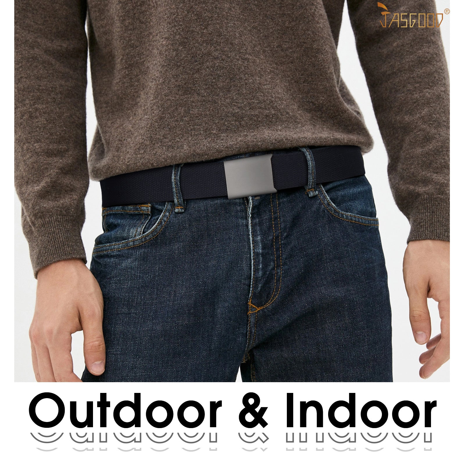 2PCS Men's Outdoor Plastic Belt with Removable Buckle Hiking Belt - JASGOOD OFFICIAL