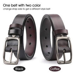 Women Leather Reversible Belt for Jeans Dress Pants Casual Ladies Belt for Girls with Solid Buckle By JASGOOD 