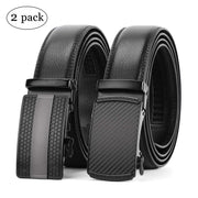 WERFORU 2 Pack Leather Ratchet Dress Belt for Men Perfect Fit Waist Size Up to 44" with Automatic Buckle 