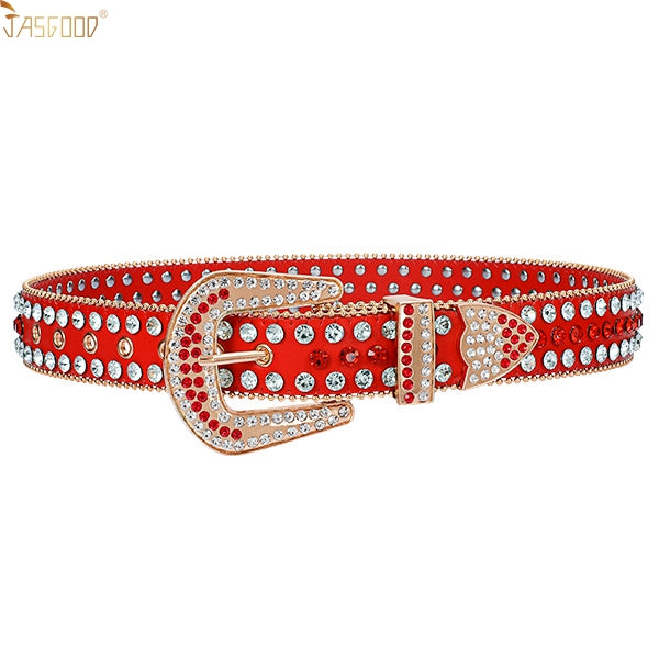Halloween Rhinestone Belt for Women  Western Cowgirl Bling Studded Leather Belt for Jeans Pants - JASGOOD OFFICIAL