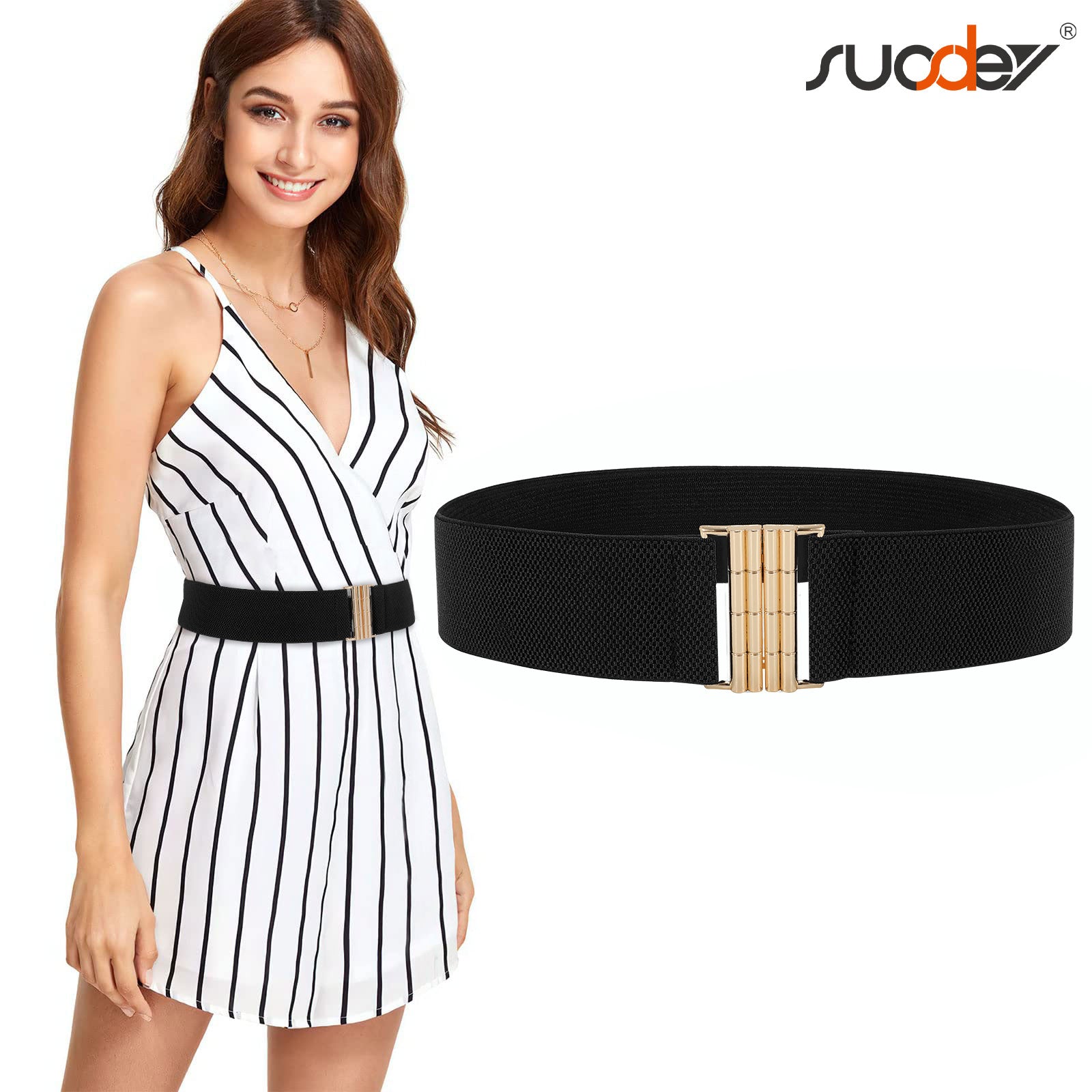 JASGOOD Women's Elastic Wide Dress Belt Retro Stretchy Waist Belt - JASGOOD OFFICIAL